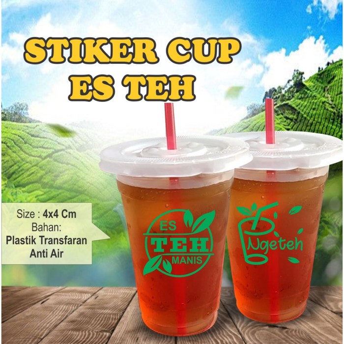 Jual Stiker Transfaran Cup Es Teh Isi 100 | Shopee Indonesia Es Teh dengan Topping Marshmallow dan Choco Bar